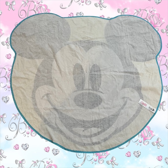 Disney towel Mickey Mouse ears lime neon green with blue black white beach - Picture 3 of 5
